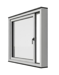 Modern square window design in light gray with a handle featuring transparent background, cutout PNG