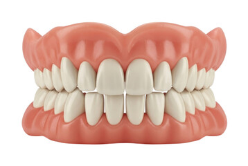 Fototapeta premium Realistic dental model showing full set of human teeth and gums for educational purposes transparent background, cutout PNG