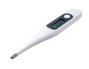 White digital thermometer medical temperature health fever measurement tool on transparent background