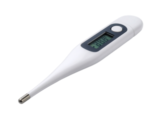 White digital thermometer medical temperature health fever measurement tool on transparent background