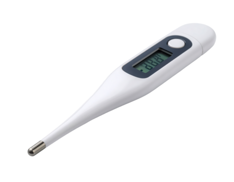 White digital thermometer medical temperature health fever measurement tool on transparent background