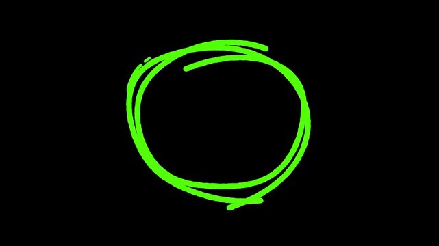 Green circle arrow, hand drawn spiral loop pointer for navigation guidance and marking in creative design or educational visual projects