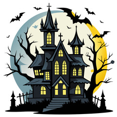 Scary Halloween Vector Set – Pumpkins, Ghosts, Bats, Full Moon, Cobwebs, Spiders