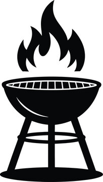 black barbecue grill with flames clip art preview
