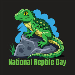 National Reptile Day Green Lizard on Rock