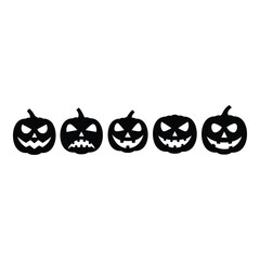 Vector art of five halloween jackolanterns isolated on white background