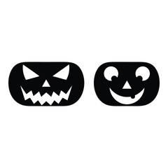 Vector art of two halloween jackolanterns isolated on white background