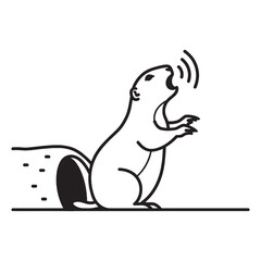 Detailed Wildlife Prairie Dog Line Art – Prairie Dog Vector Outline Drawing with Smooth Texture – Prairie Dog Drawing – Vector of Prairie Dog – Prairie Dog Outline

