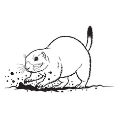 Modern Prairie Dog Line Art – Prairie Dog Vector Illustration Artistic Drawing with Defined Edges – Prairie Dog Drawing – Line Art Drawing of Prairie Dog – Prairie Dog Icon

