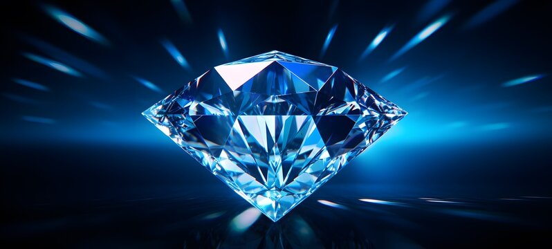 The black background contrasts sharply with the bright blue diamonds light emitted by griffin,generative AI - Powered by Adobe