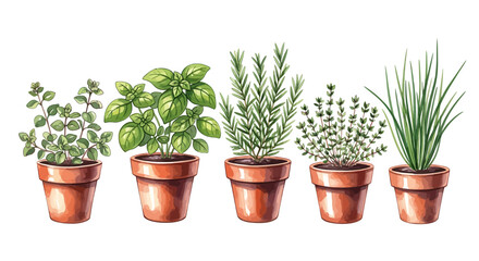 Obraz premium Fresh herbs in pots: a vibrant array of culinary delights.