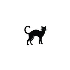 Vector art of black cat isolated on white background