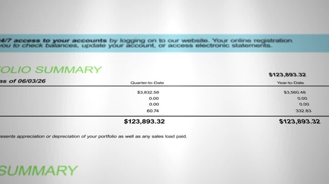 Generic Retirement IRA Contributions Portfolio Paperwork - Middle Sized Amount