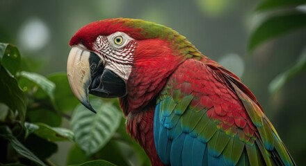 Obraz premium Close-up of a vibrant scarlet macaw