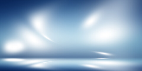 Perspective floor backdrop blue room studio with light blue gradient spotlight backdrop background for display your product or artwork 