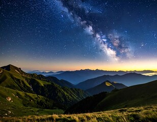 Milky Way over mountain range (1)