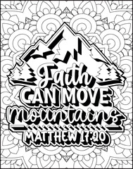 Bible Verse Quote Coloring Page for Adults. Christian Quote Mandala Coloring Page