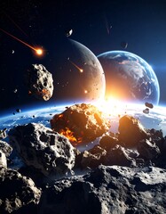 Asteroid impact on planets