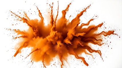 A vibrant explosion of brown powder forming organic cloud shapes, inspired by festive color celebrations.