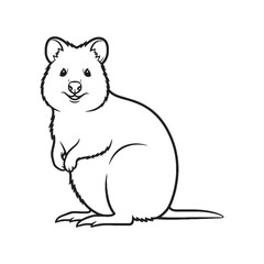 Adorable Quokka Line Art – Quokka Vector Outline Drawing with Distinct Facial Features – Quokka Drawing – Vector of Quokka – Quokka Outline

