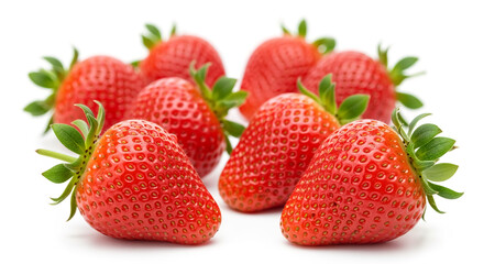 Fresh strawberries isolated on white background delicious sweet fruit healthy food summer treat ripe berry closeup view
