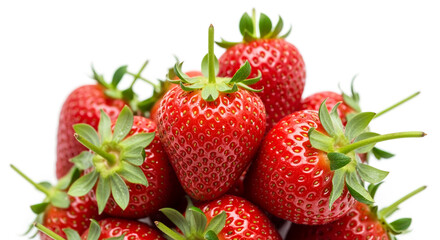 Fresh strawberries close up on white background perfect for summer desserts and healthy eating...