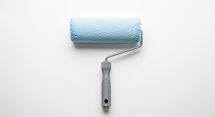 Obraz premium Blue paint roller tool for painting walls and ceilings diy home improvement and renovation project equipment