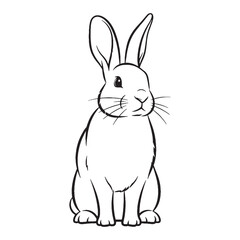 Classic Wildlife Rabbit Line Art – Rabbit Vector Outline Drawing with Artistic Simplicity – Rabbit Drawing – Vector of Rabbit – Rabbit Outline

