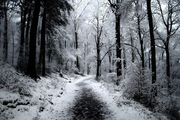 Obraz premium Snowy Forest Path