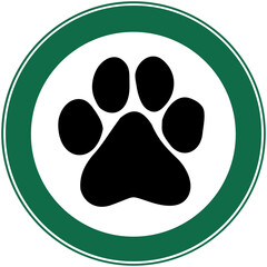 A round sign that means pets are allowed