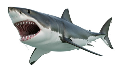 Great white shark with open mouth teeth ocean sea predator danger marine life wildlife animal underwater view