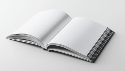 Fototapeta premium open book with blank pages, pages white with no content. in perspective on white background.