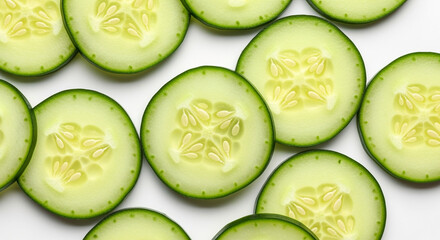 Fresh cucumber slices healthy food background vegetable ingredient salad preparation recipe ideas closeup photo