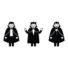 Vector art of three vampires isolated on white background