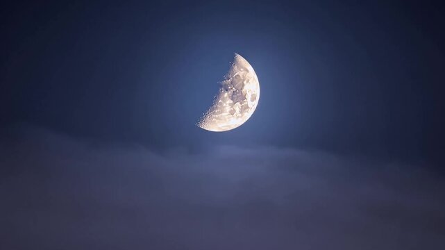 Tranquil Crescent Moon Glowing Over Cloudy Skyscape Ideal for Peaceful Projects and Calm Branding Initiatives.