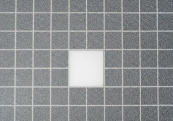 Grid pattern with empty square showcasing a contrast between texture and simplicity