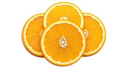 Fototapeta premium Fresh orange slices citrus fruit vitamin c healthy food ingredient isolated on white background closeup