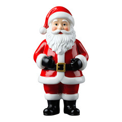 Obraz premium Santa Claus Figure with Glossy Red Suit on Transparent Background, 3D Realism Design Element