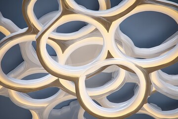 Abstract light fixture with interwoven rings.