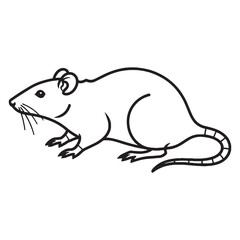 Smooth Rat Line Art – Rat Vector Outline Drawing with Clean Symmetry – Rat Drawing – Vector of Rat – Rat Outline

