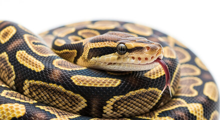 Fototapeta premium Ball python snake reptile pet exotic animal close up macro wildlife nature constrictor serpent scales beautiful