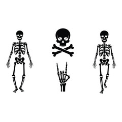 Vector art of skeleton, skull and crossbones, rock hand