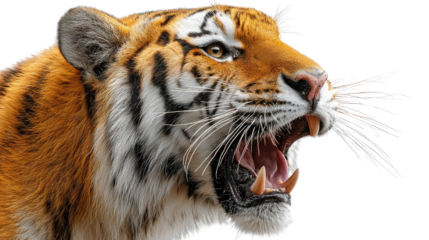 Roaring Tiger: Witness the raw power and untamed beauty of a majestic tiger, captured in a close-up portrait. The intense expression reveals a spirit of wildness.