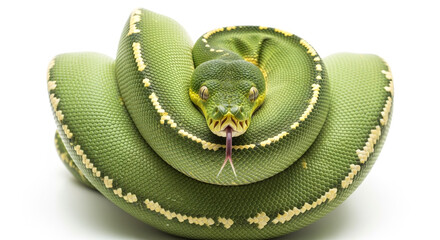Green tree python coiled reptile snake exotic animal wildlife nature serpent closeup wildlife photography