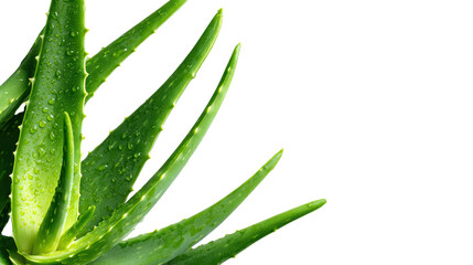 Obraz premium Aloe vera plant with fresh green leaves isolated on a white background.
