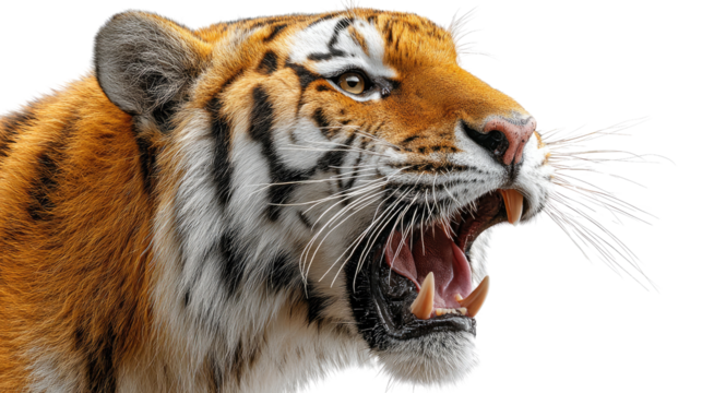 Roaring Tiger: Witness the raw power and untamed beauty of a majestic tiger, captured in a close-up portrait. The intense expression reveals a spirit of wildness.