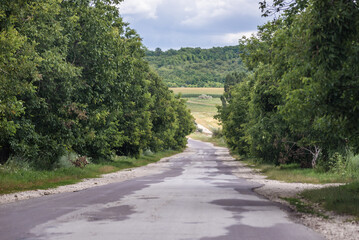 Asphalt road in Glodeni rural area in Moldova