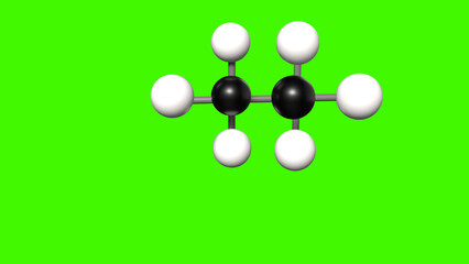 Ethane Atom Model Formula: C2H6 Green Screen
