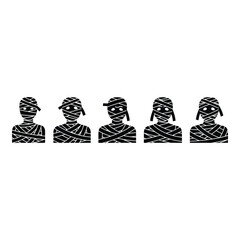 Vector art of mummy icons isolated on white background
