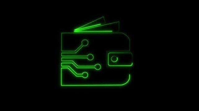 A glowing digital wallet illuminating the future of finance secure transactions with neon